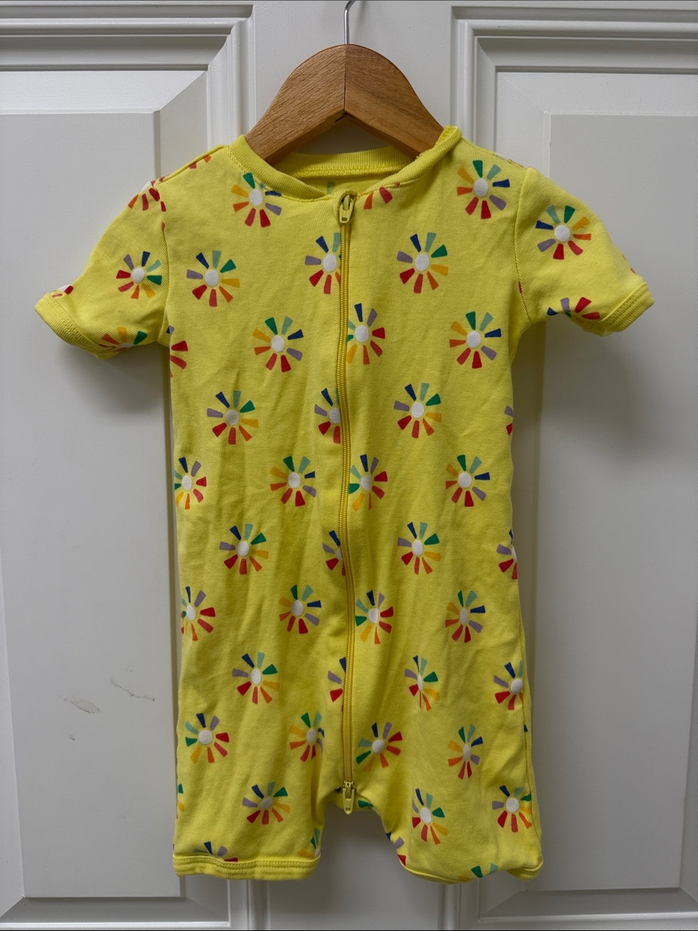Primary Organic Cotton Yellow Floral Short Sleeve Zip Pajama Set